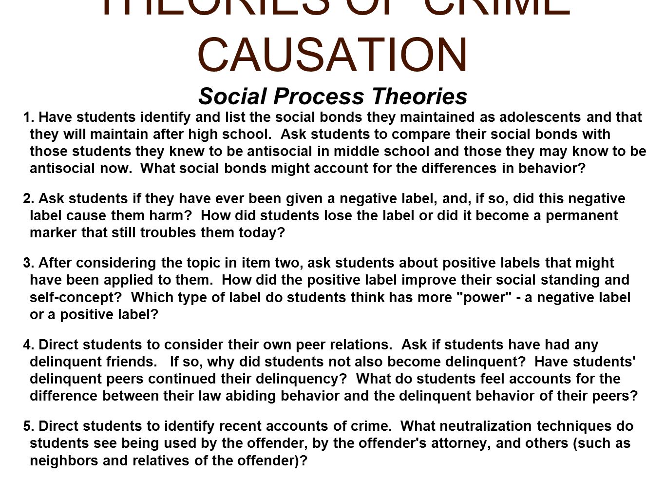Three Theories of Criminal Behavior